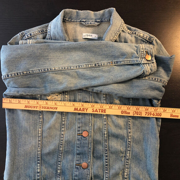 GAP Women's Small Denim Jacket Lily Flap Pocket Distressed Jean VTGNICSN 305753 - Picture 10 of 12